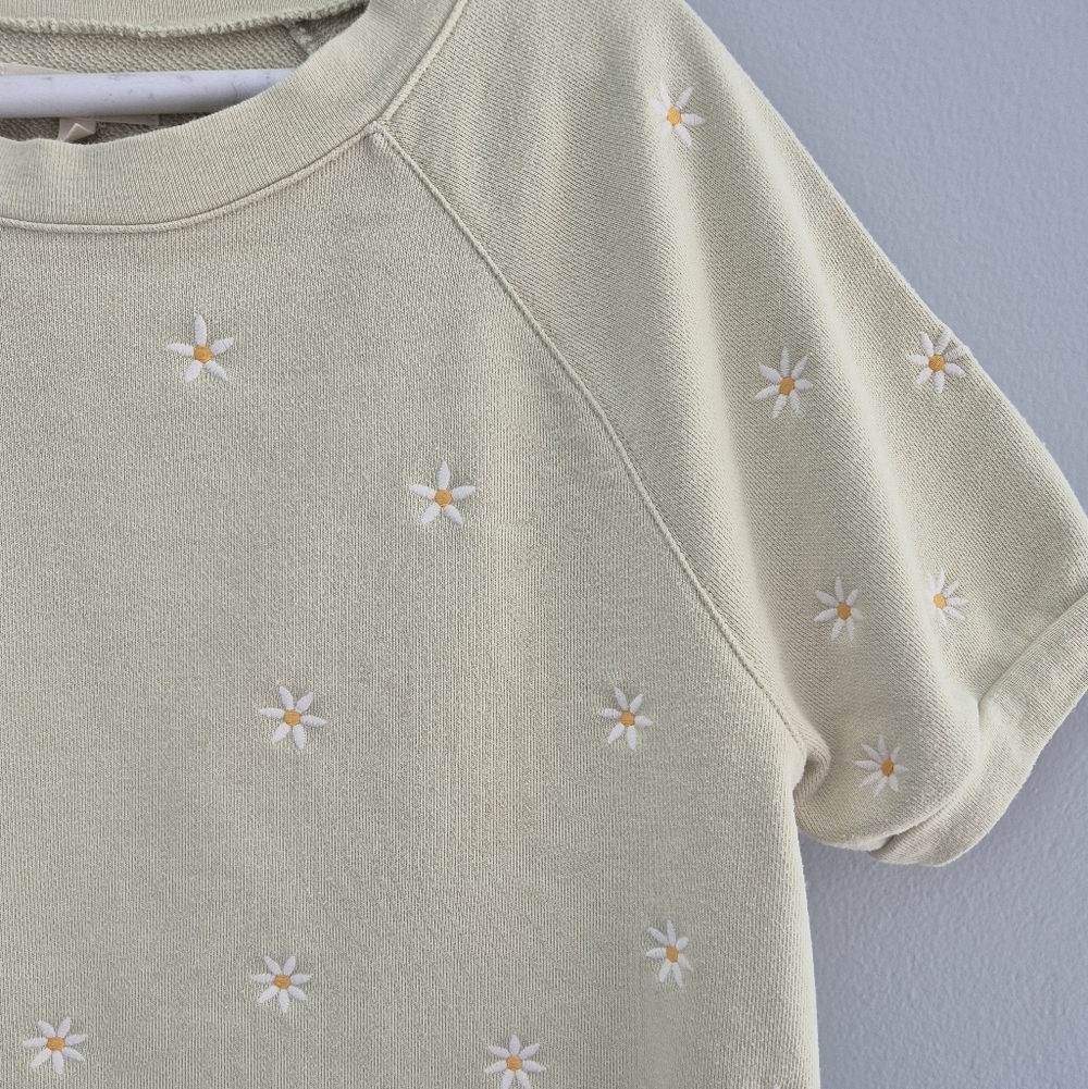 Madewell Daisy Embroidered Short Sleeve Sweatshirt Size XS - Picture 5 of 9